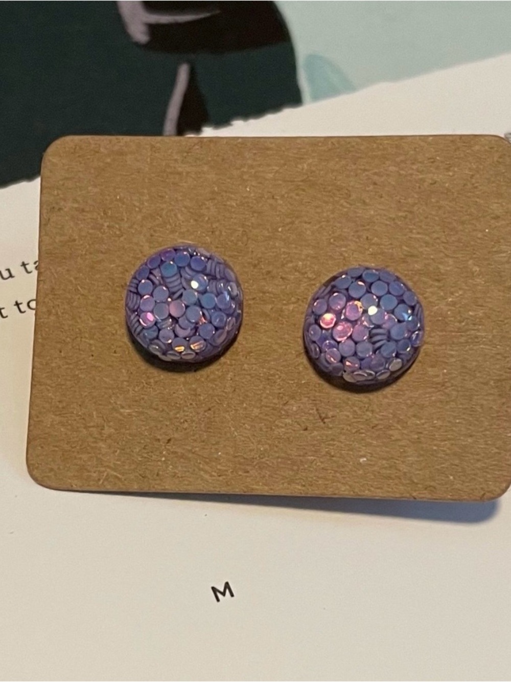 Light Purple Holographic Glitter Stud Earrings